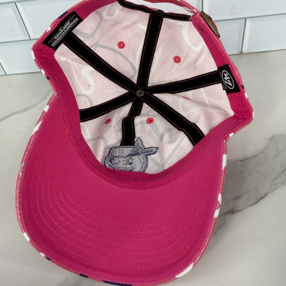 Fort Wayne Tincaps Hat Cap Strap Back Youth Pink MLB Baseball Hearts All Over 47